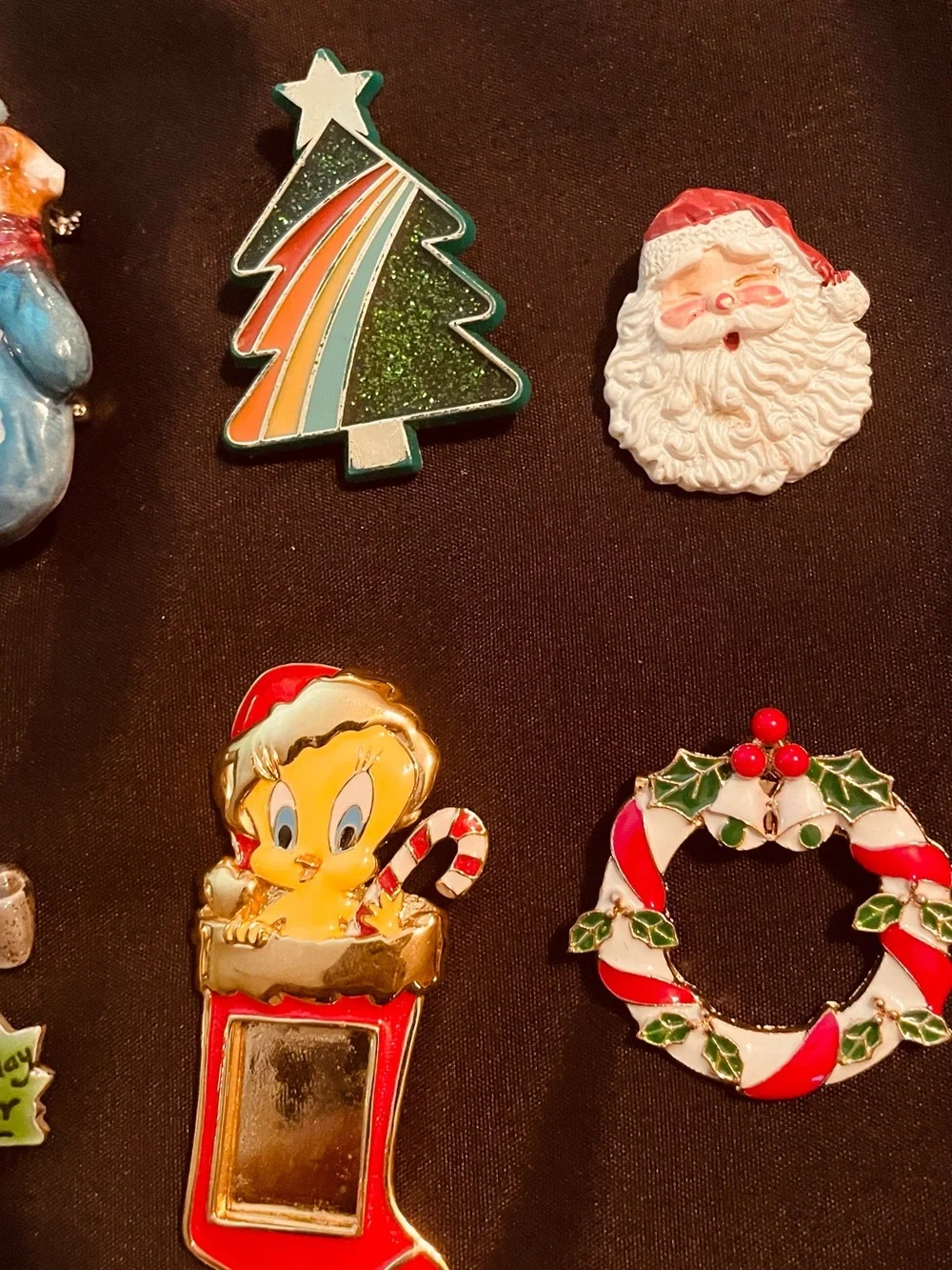 Kids Holiday Charm Pendants & Pins, Red, Green, White, Silver